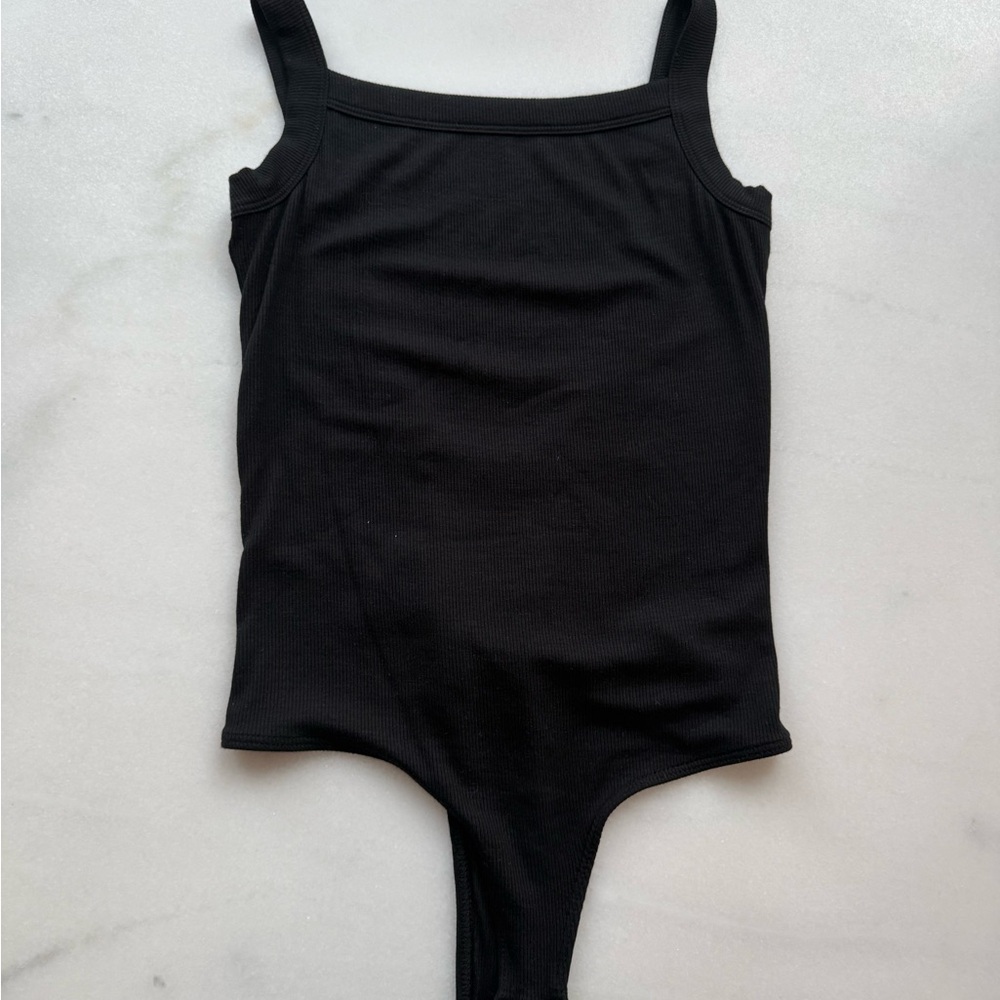 Clyque The Label Black Low Back Ribbed Bodysuit